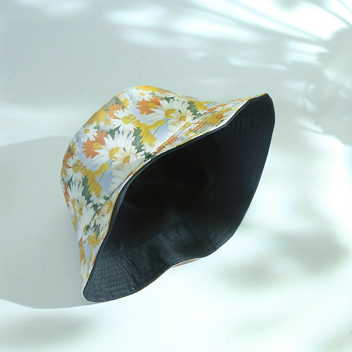 Sunflower Print Bucket Hat Reversible Sunscreen Beach Hats