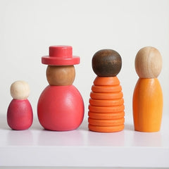 12pcs Wooden Rainbow Figurines Colorful Statues Decorative Items
