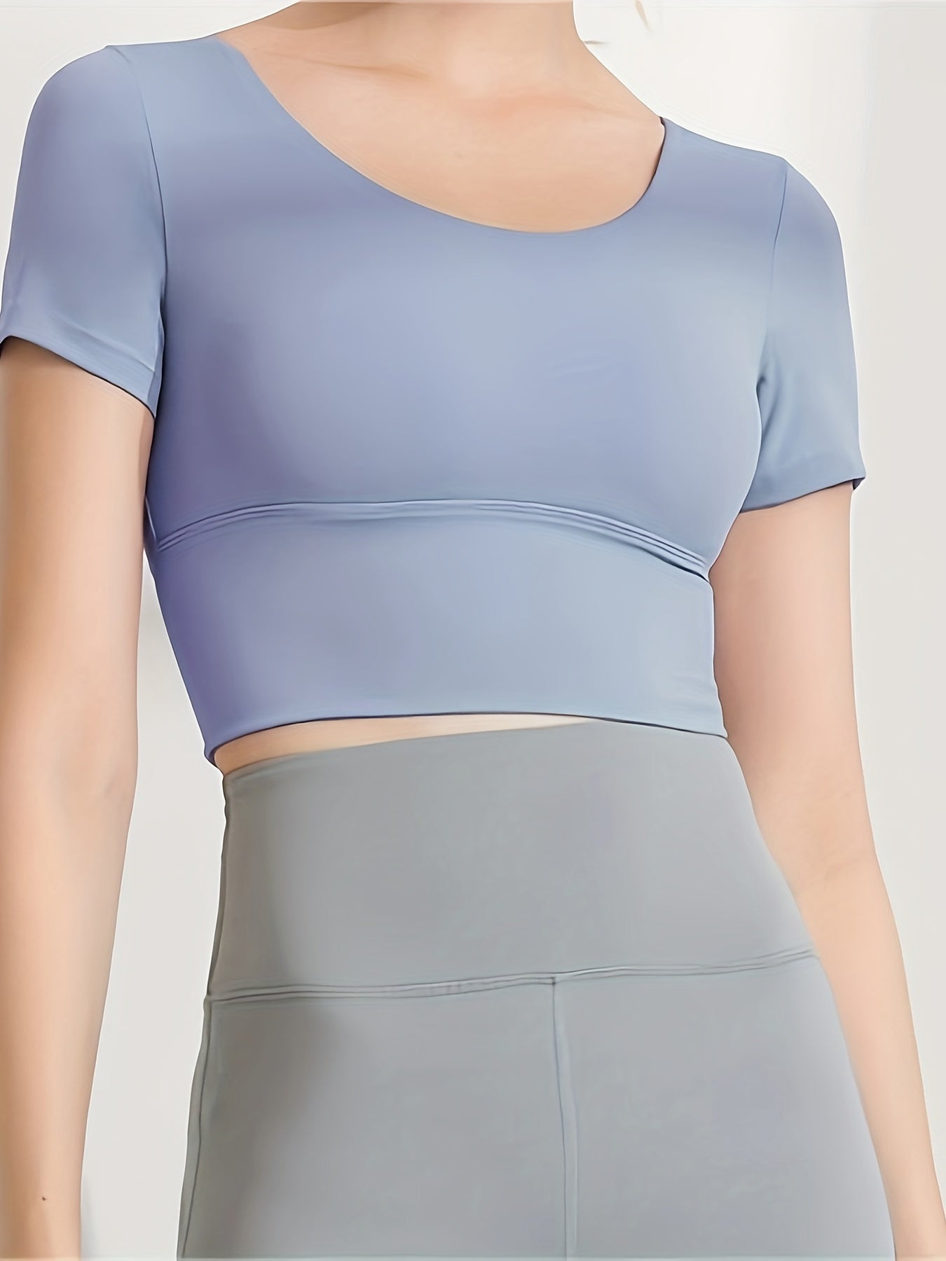 Short Sleeves Yoga Top Round Neck High Stretch Sports Tee