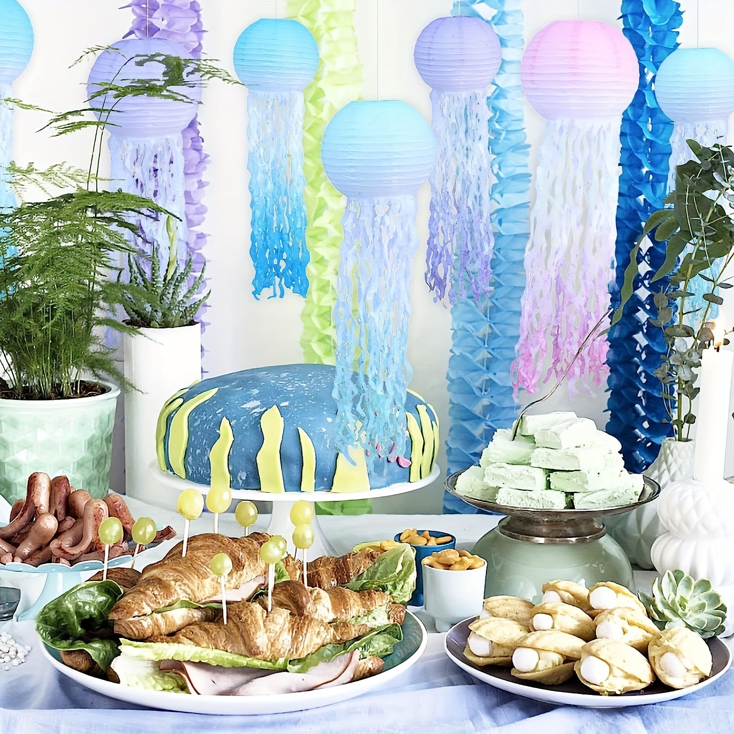 Jellyfish Lantern DIY Strap Beard Gradient Lantern Museum Decor Supplies