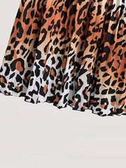  Leopard Print High Waisted A-line Skirt
