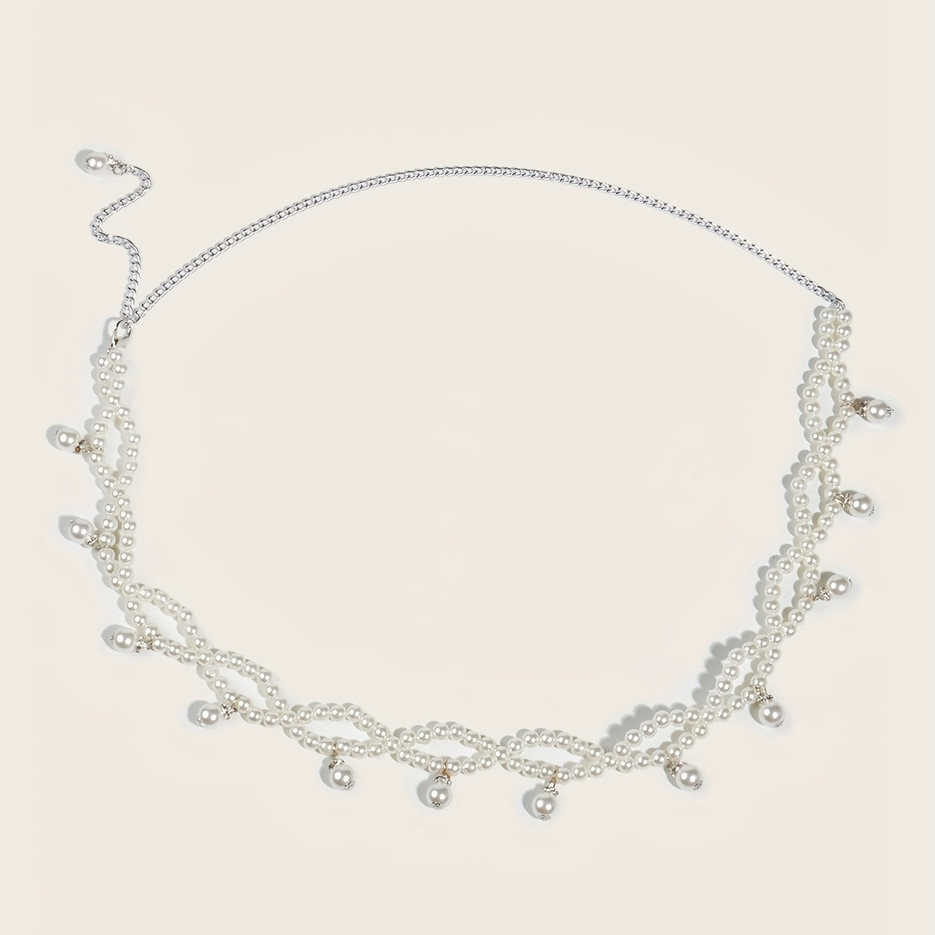 Faux Pearl Waist Chain Pendant Elastic Chain Belt Dress Girdle