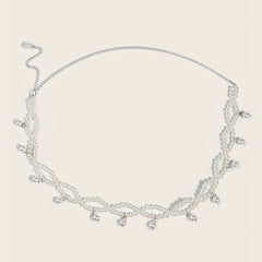 Faux Pearl Waist Chain Pendant Elastic Chain Belt Dress Girdle