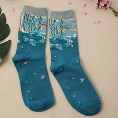 Landscape Print Socks Women's Stockings Mid Tube Socks