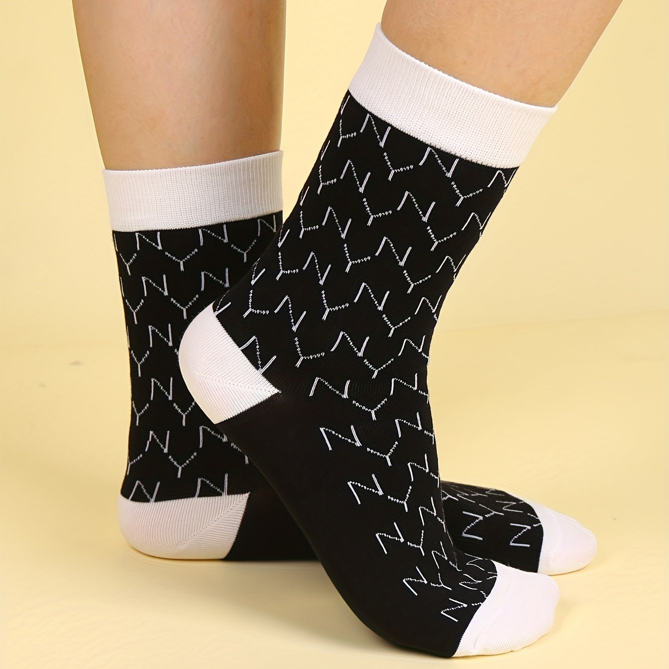 Letter Print Socks Comfy & Breathable Women's Stockings & Hosiery