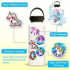 100pcs Rainbow Unicorn Sticker Pack for Laptops Phones Suitcases