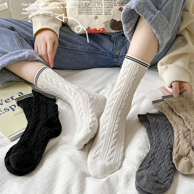 4 Pairs Women's Twist Crew Socks
