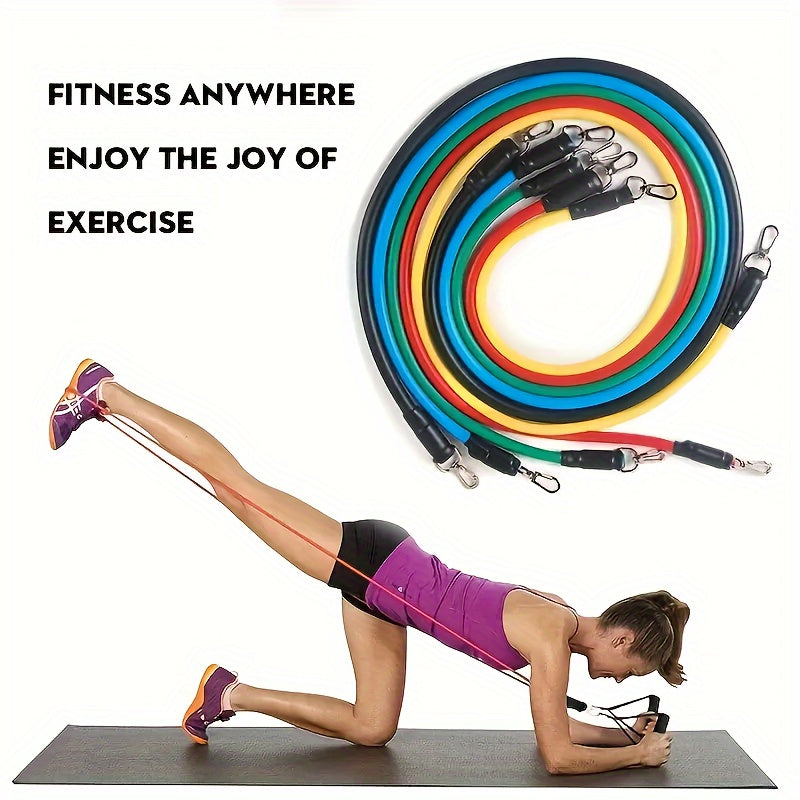 11pcs Resistance Bands Set with Door Anchor and Storage Bag