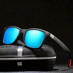 Men's Square Frame Sunglasses Coated Vintage Driving Mirrors