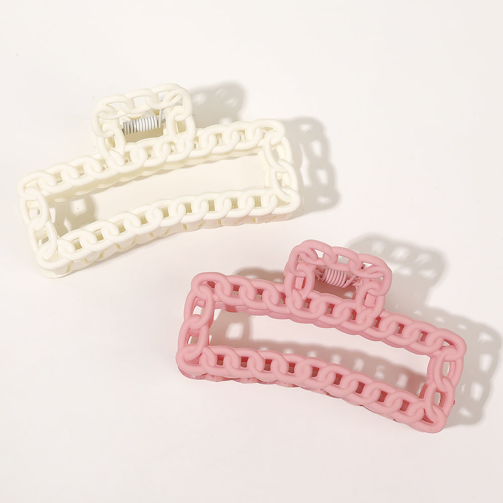 Matte Chain Square Hair Claw Clip Non Slip Strong Hold Grip Hair Jaw Clip Thick