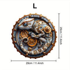 Steampunk Chameleon Wooden Puzzle with Golden Gears