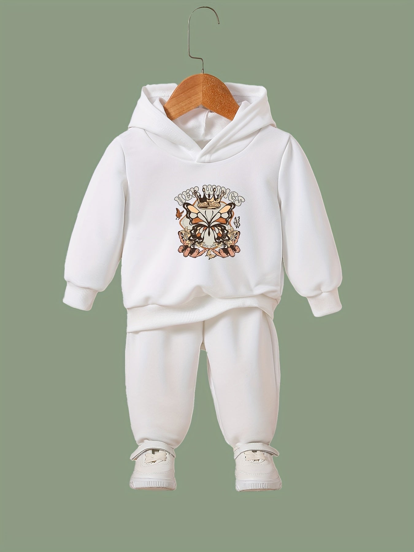 Retro Butterfly Graphic 2pcs Set Girls Casual Comfy Breathable Activewear Set
