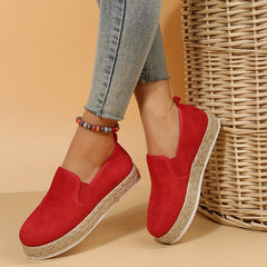 Women's Solid Espadrille Slip-On Flatform Shoes