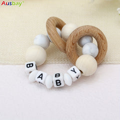 Personalized Rattle Teether Ring for Baby Boys and Girls