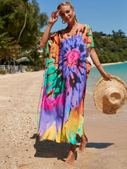  Tie Dye Bat Sleeve Cover Up Dress