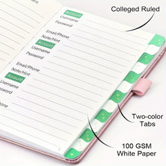 Alphabetical Tabs Password Book, Medium Size, Hardcover