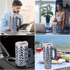 40oz Stainless Steel Insulated Tumbler w/ Handle & Straw Lid
