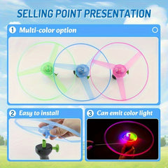 Flashing Flying Disc with Launch Rod & Cable Outdoor Flying Toy