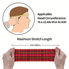 Vintage Plaid Headband Red Striped Sports Casual Outfit Accessory