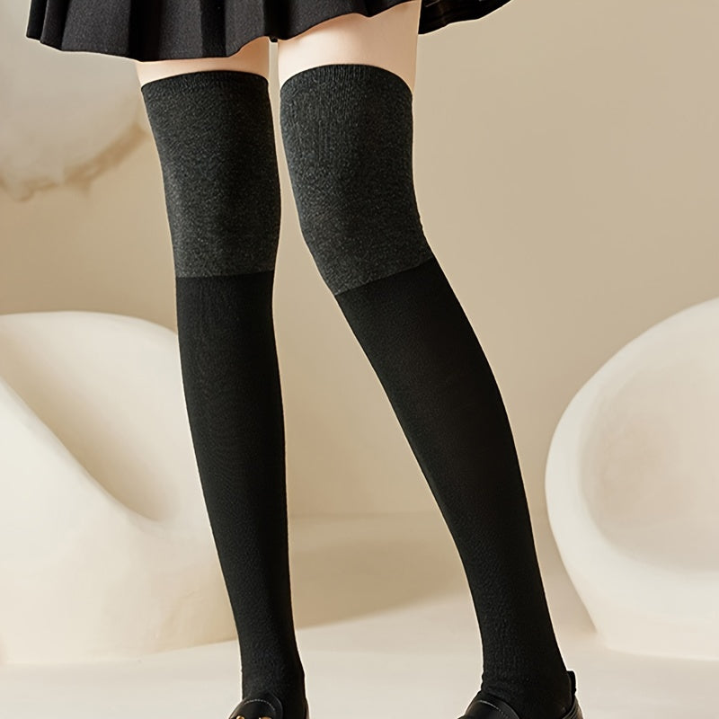 2 Pairs Stitching Thigh High Socks Women's Stockings