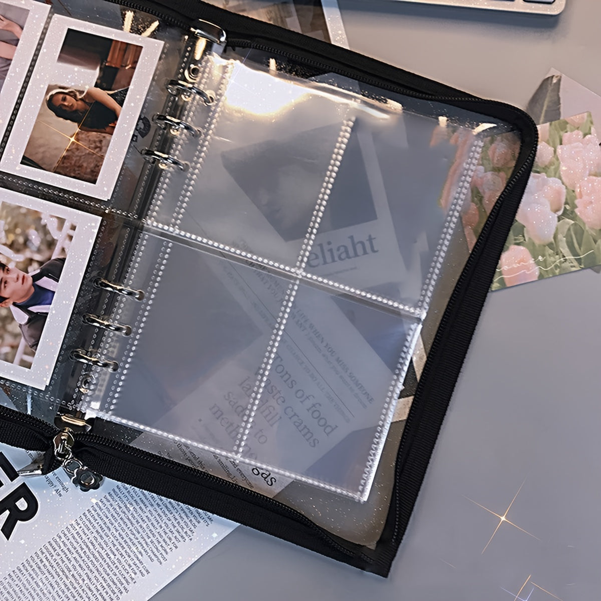 10pcs A5 Binder Pocket 6 Holes Clear Waterproof Stamp Storage Bag