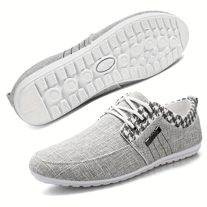 Men's Plaid Loafer Shoes Breathable Lightweight Non slip Canvas Shoes