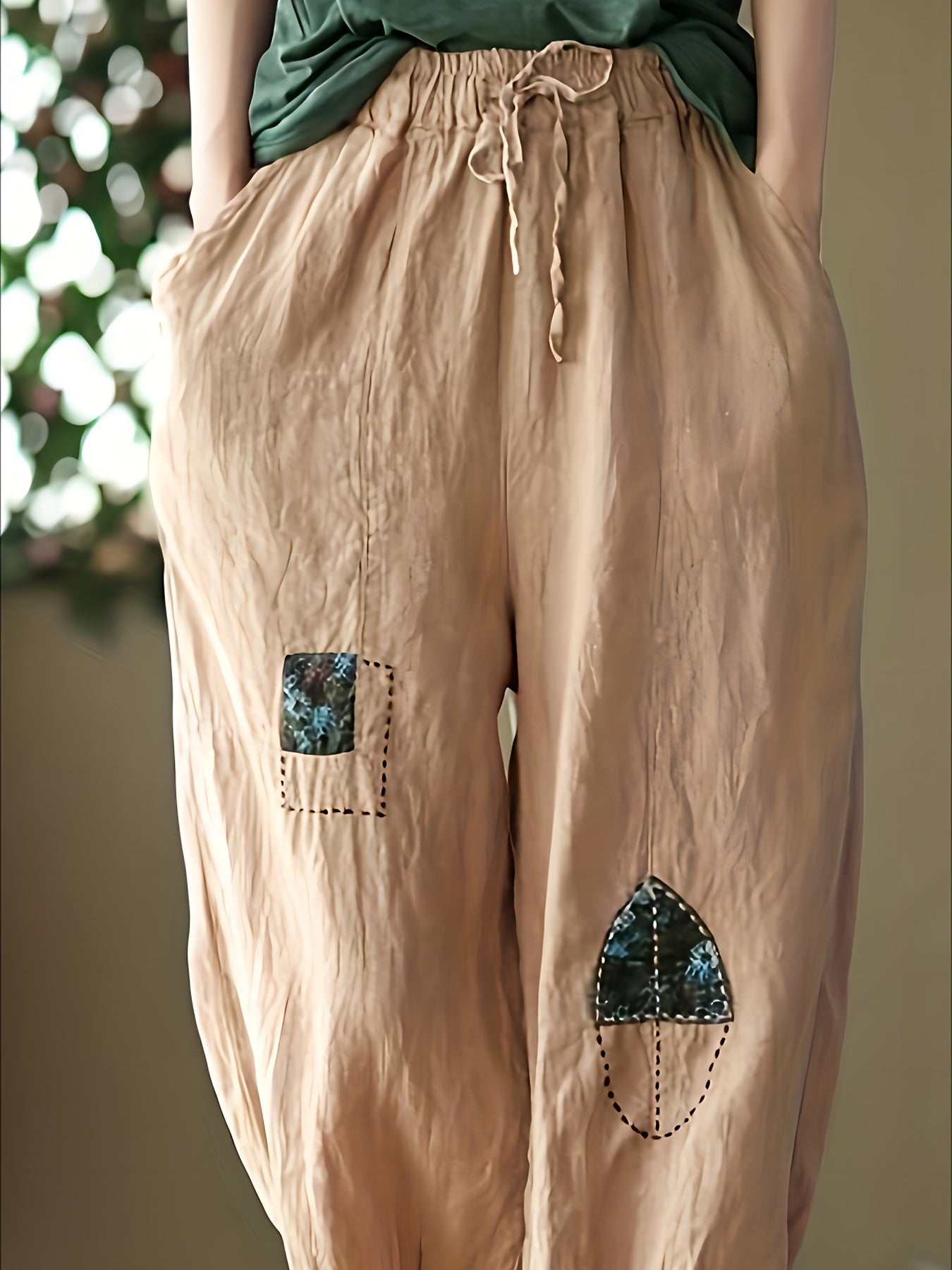 Women's Plus Embroidered Wide Leg Pants