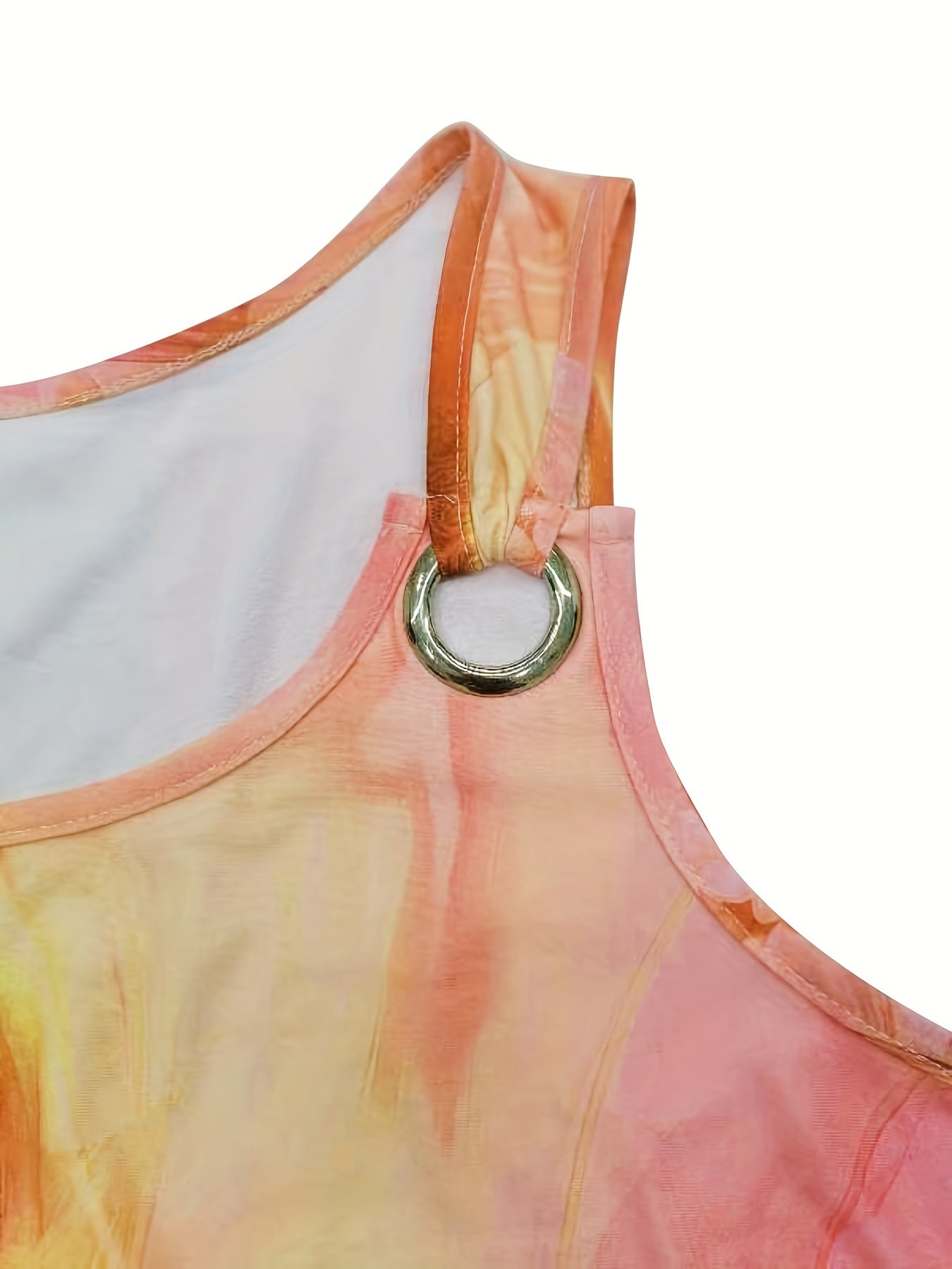  Rose Print Tank Top, Round Neck, Medium Stretch