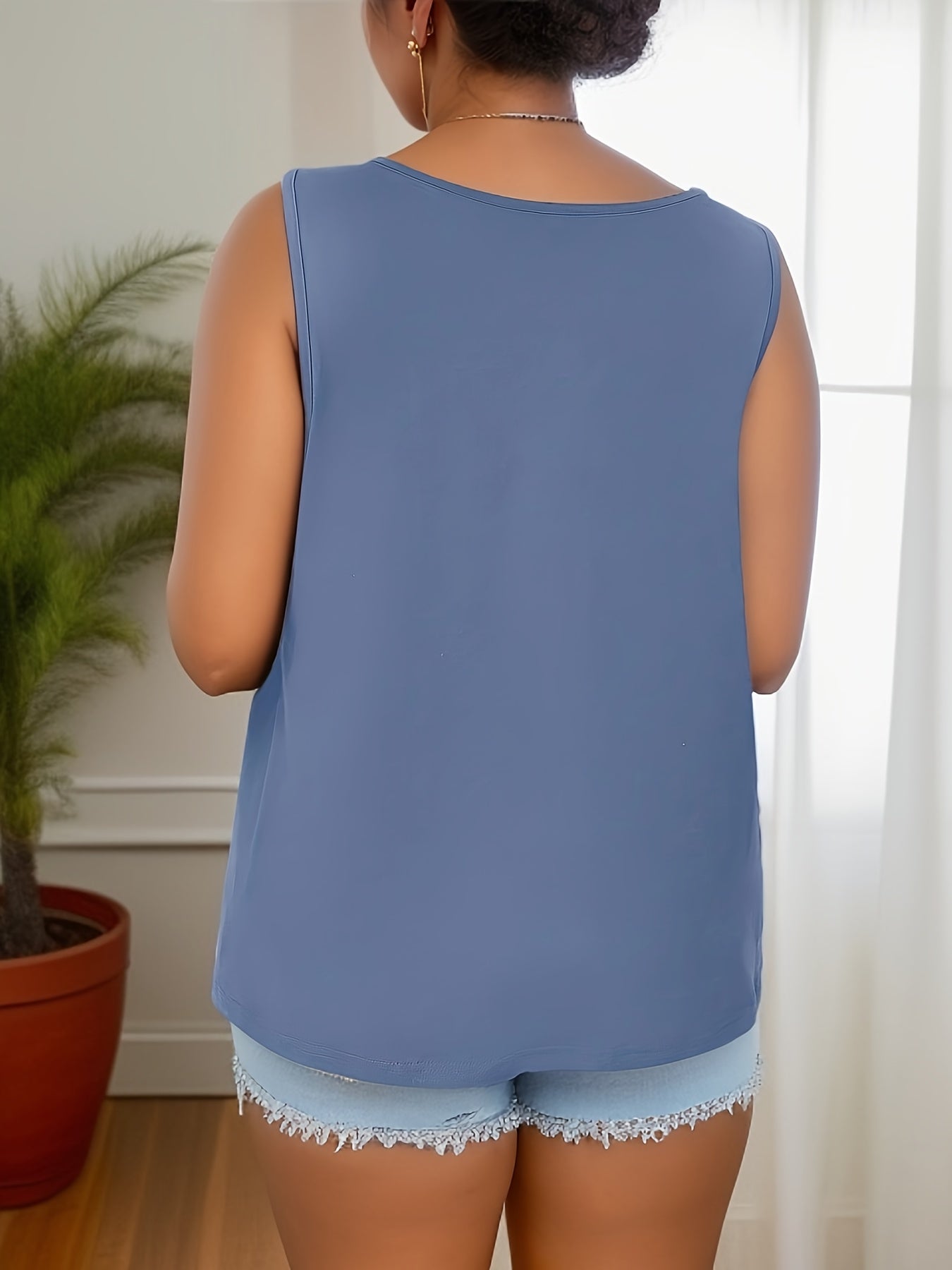  Solid V Neck Stretch Tank Top Ruched