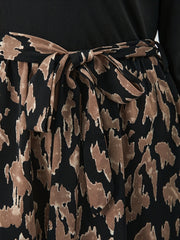  Colorblock Leopard Print Square Neck Dress