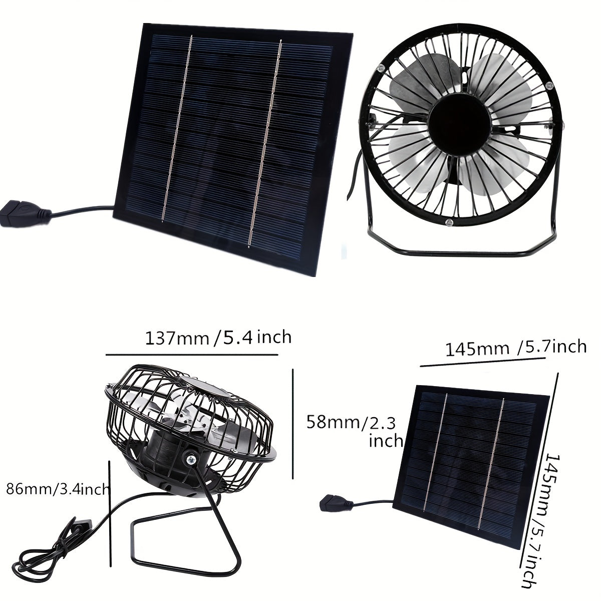 5W USB Solar Exhaust Fan Air Extractor Mini Ventilator
