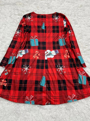  Christmas Dress Women's Plus Christmas & Snowman Print Round Neck