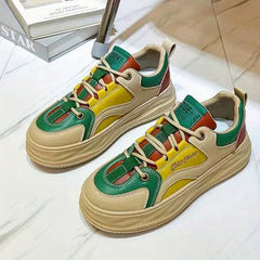 Women's Letter Pattern Board Shoes Lace Up Flat Athletic Sneakers