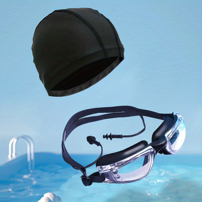 Swimming Goggles and Cap Set for Men Women