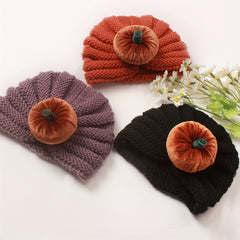 Kids' Pumpkin Head Knit Beanie Hat for Winter