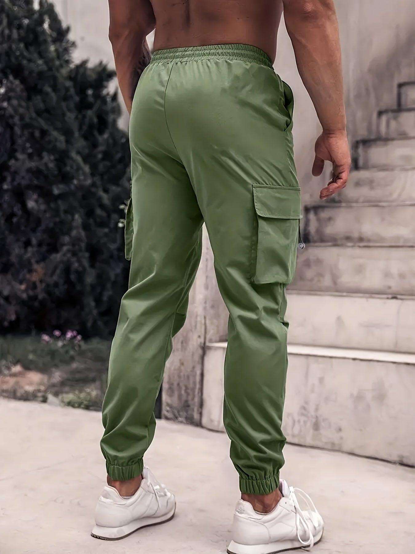 King & Crown Men's Cargo Pants Drawstring Loose Casual Outdoor Work Pants