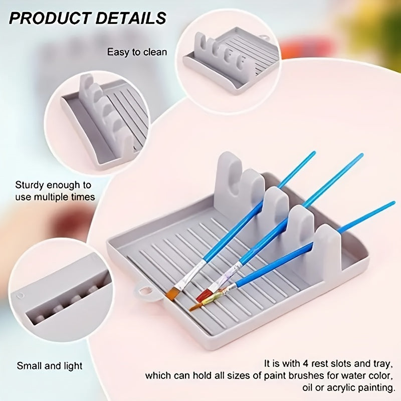 Painting Brush Holder 4 Slots Plastic Paint Brush Rest Holder Watercolor Acrylic