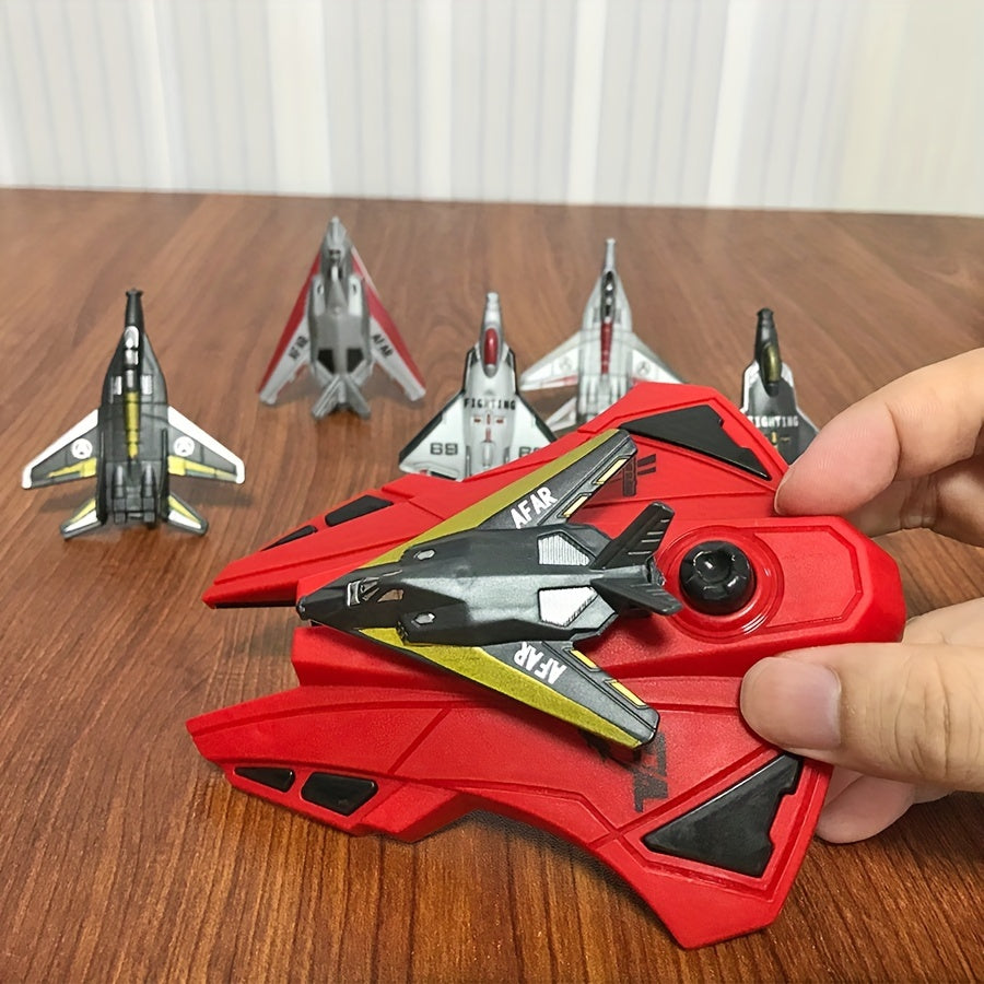 6 Pack Aircraft Launcher Toy Set for Kids Safe Plastic Construction Kit Ages 3-6