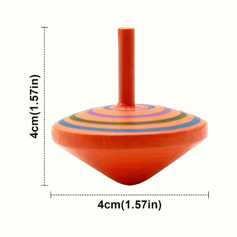 Colorful Hand Painted Wooden Gyroscopes Mixed Spinning for Halloween Party Toys