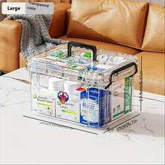 Clear Purpose Storage Box with Lid Waterproof Organizer for Medicine Large Cap