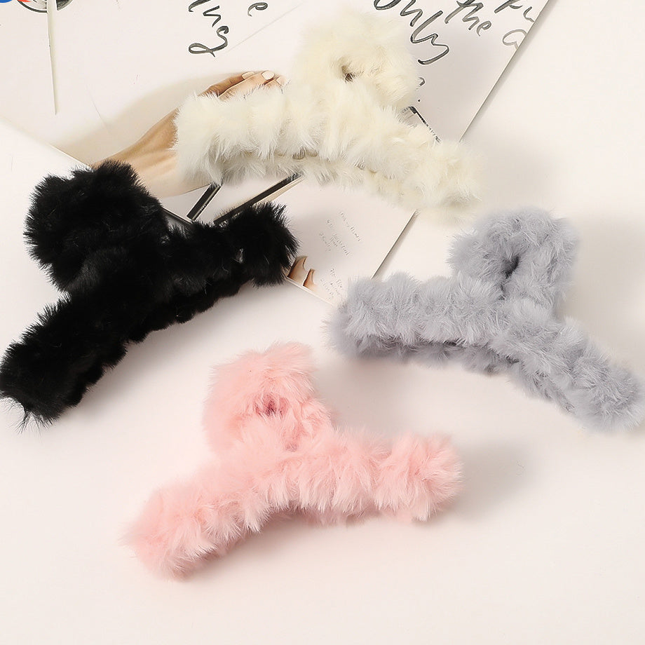 Fluffy Plush Hair Claw Clips Strong Hold Hairpins Winter Hair Accessories