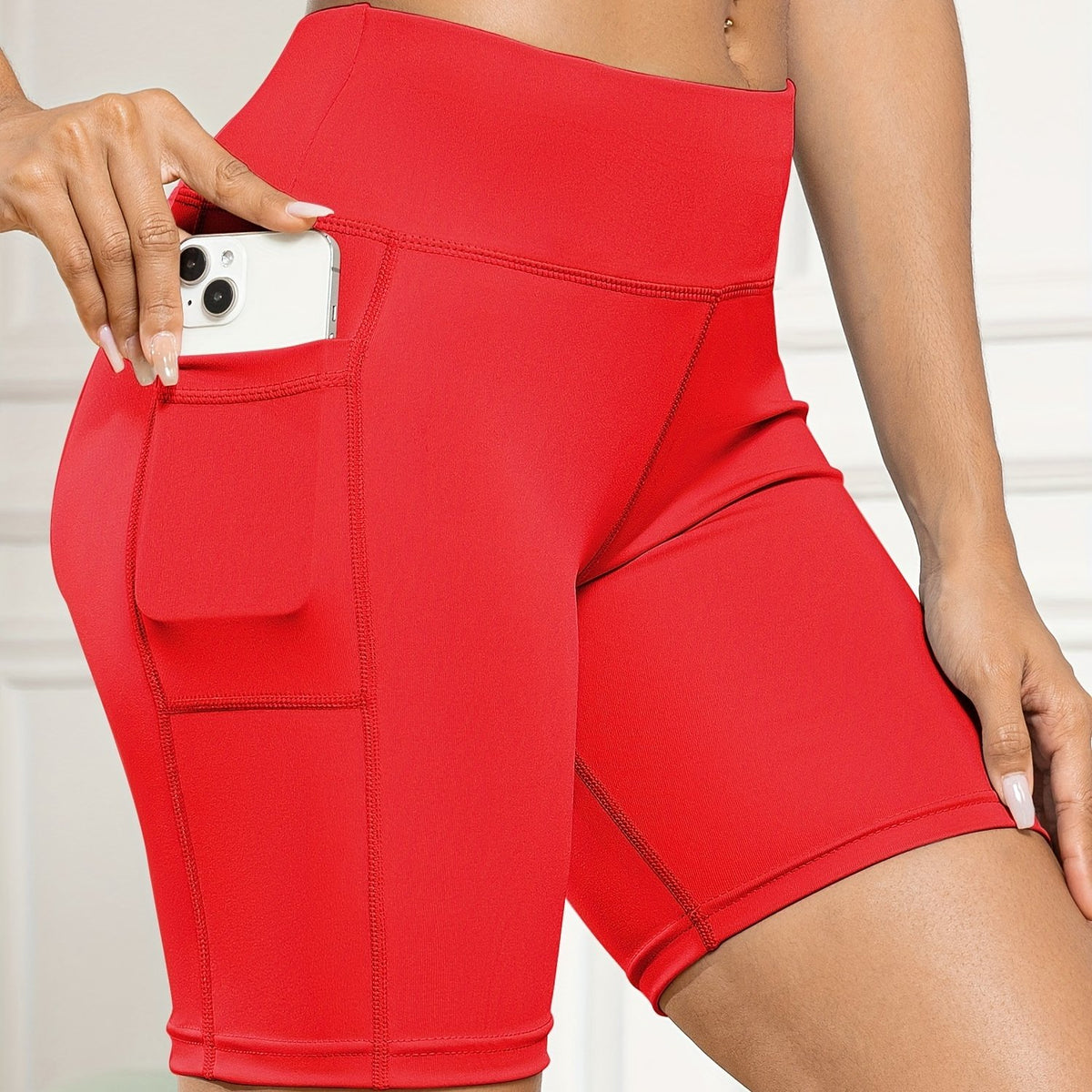 Women's Cycling Shorts Red Moisture Wicking Fabric