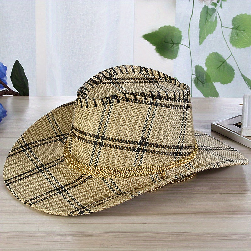 Plaid Western Sunshade Cowboy Hat for Men