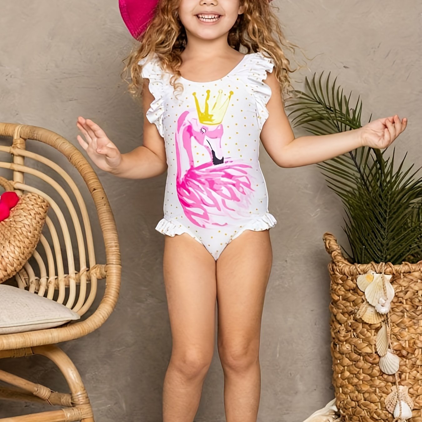 Girl's Animal Print Tankini Ruffle Swimsuit