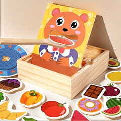 Wooden Bear Feeding Game w/ Fruits & Vegetables