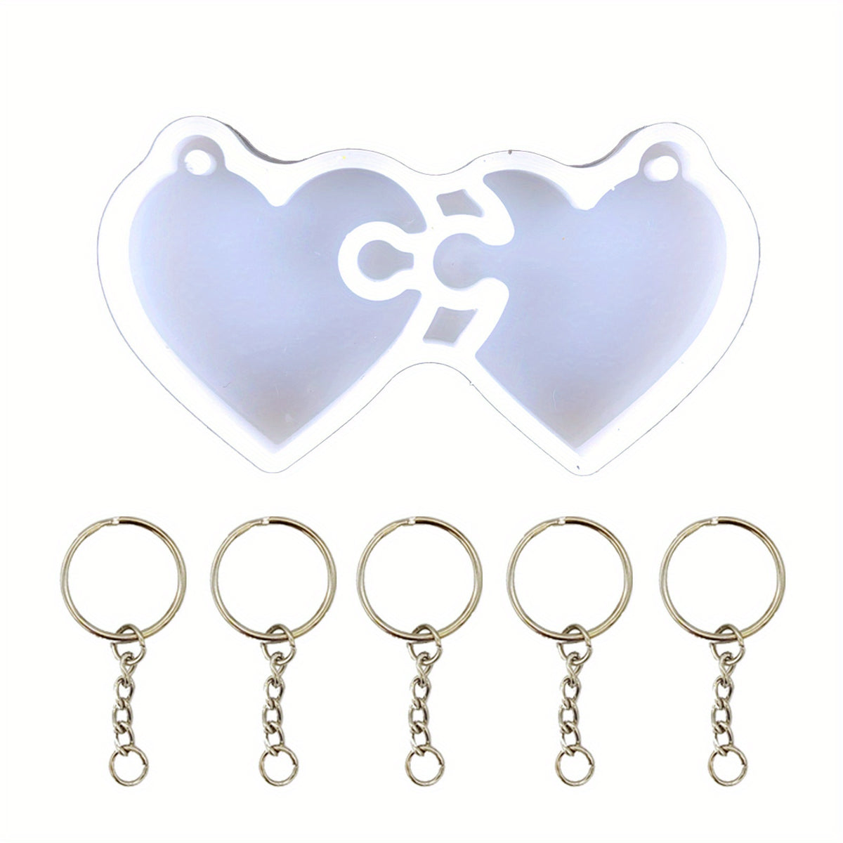 Puzzle Heart Silicone Keychain Mold DIY Jewelry Pendant Making Tool
