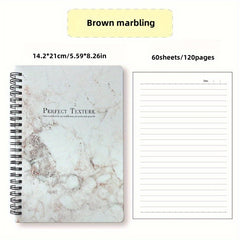 A5 Spiral Notebook Marble Grain Horizontal Line 60 Sheets
