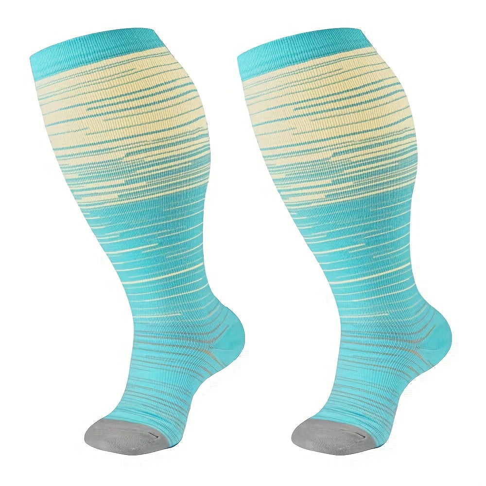3 Pairs Plus Size Compression Socks 20-30 mmHg Knee High Support Stockings