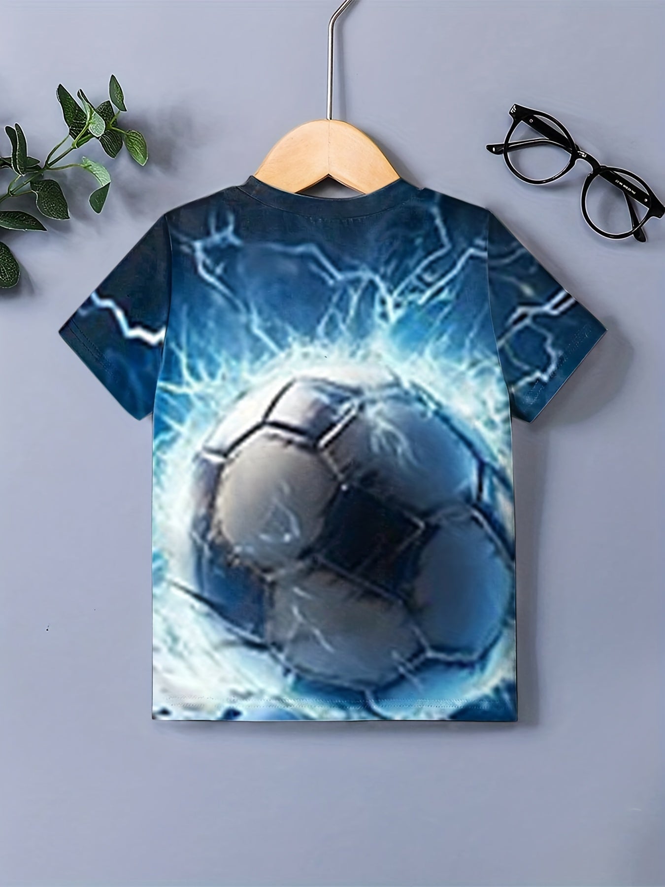 Lightning Football Tee for Boys 3D Digital Print
