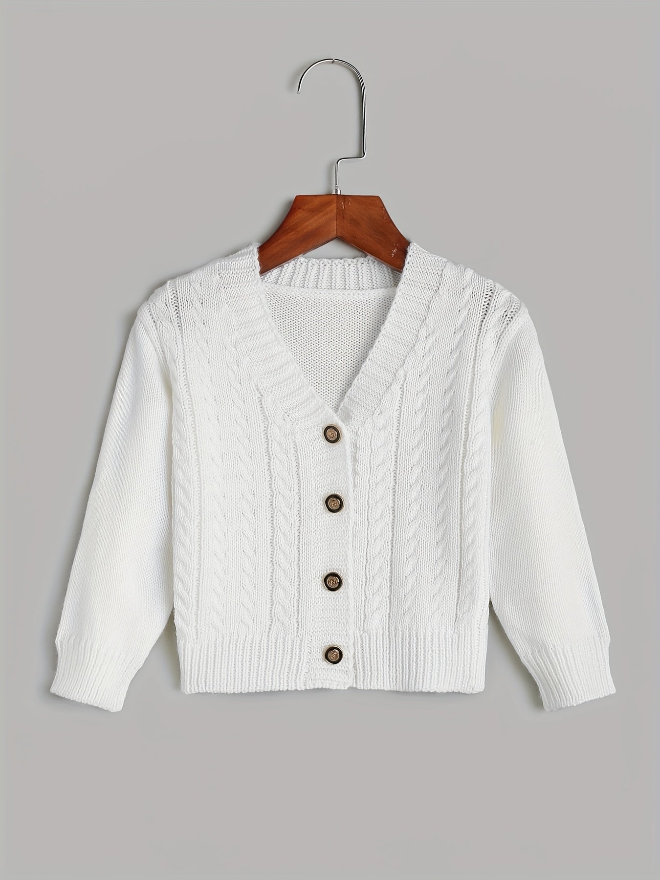 Kids Button V neck Knit Cardigan Sweater Coat Top For Toddlers